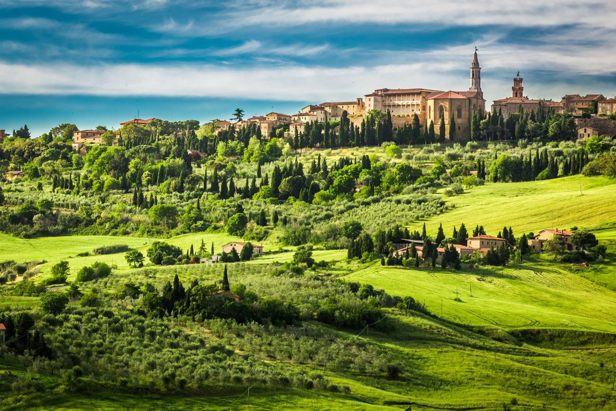 Palazzo Piccolomini Pienza giardini pensili panorama Valdorcia